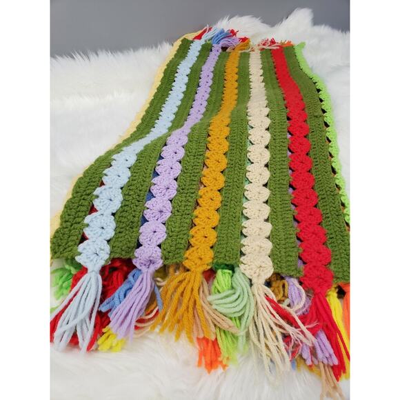 Vintage Afghan Throw blanket retro decor grandma‎ cottage rainbow LGBT colorful - Picture 9 of 10